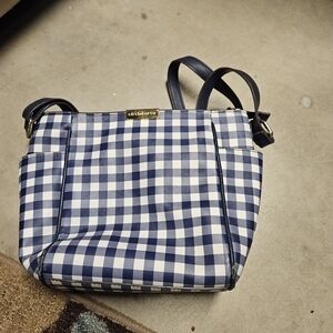 Liz Claiborne Navy Gingham Crossbody Tote